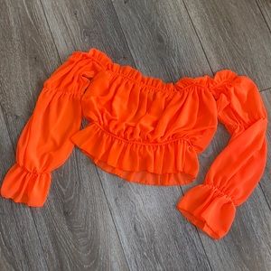 Orange ruffle crop top
